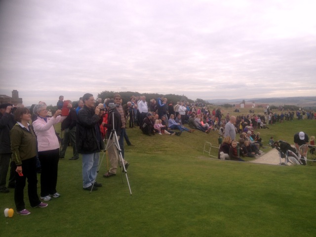 Over 100 people gather on Gullane Hill to witness the event